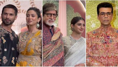 Anant Ambani-Radhika Merchant Aashirwad Ceremony: Amitabh Bachchan and granddaughter Navya Nanda look elegant; Shahid Kapoor-Mira, KJo make a stylish entry