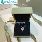 法國 二手 van cleef  arpels 梵克雅寶 vintage alhambra 白金滿鑽小花項鍊隨意飾