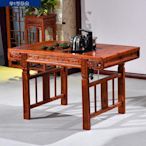 仿古實木家具T型功夫茶桌中式多功能品茶桌椅組合南榆木喝茶桌