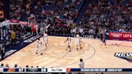 Mikal Bridges with a last basket of the period vs the New Orleans Pelicans