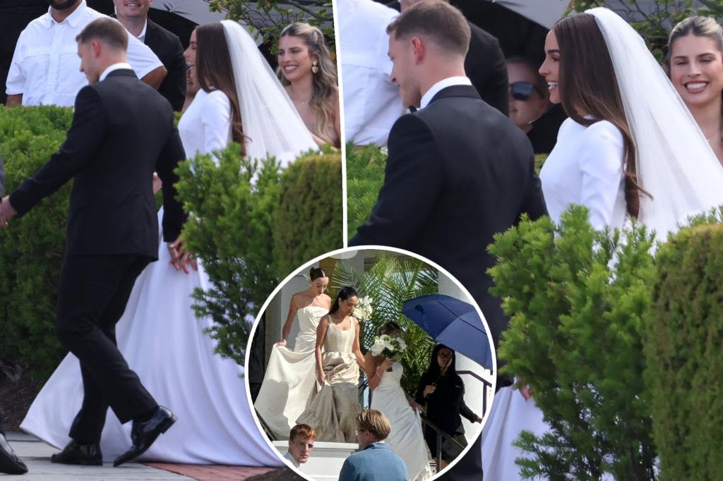 Olivia Culpo stuns in long-sleeve Dolce & Gabbana dress during Christian McCaffrey wedding