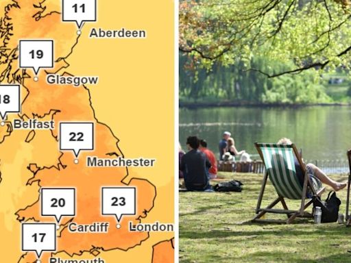 Met Office predicts 23C scorcher as weather map shows the two hottest UK cities