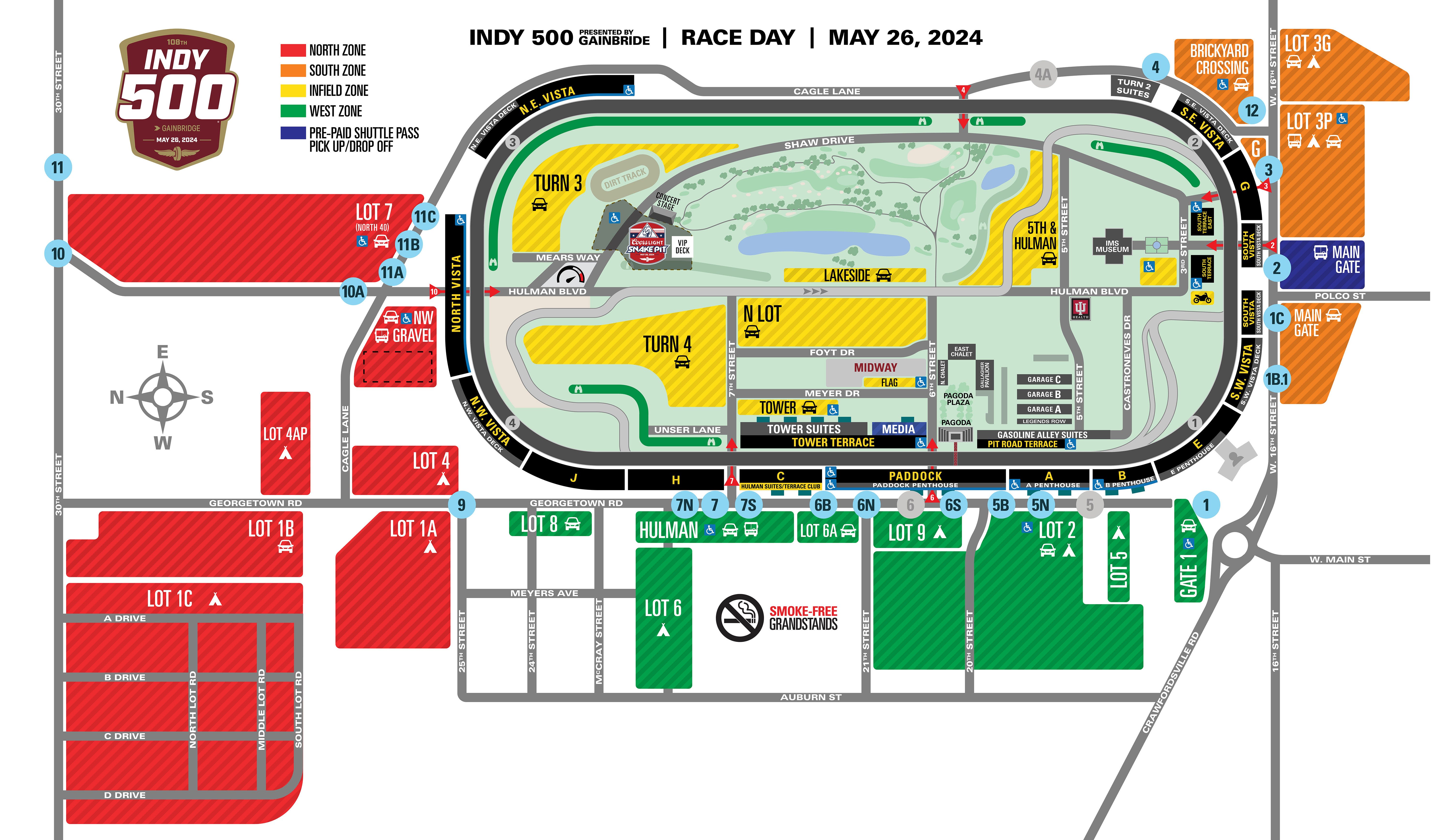 Going to the Indy 500? Here's a printable map of Indianapolis Motor Speedway