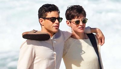Rami Malek and Emma Corrin Hold Hands During a Barefoot Stroll on the Beach in Brazil
