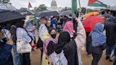 Hundreds of pro-Palestinian protesters rally in the rain in D.C.