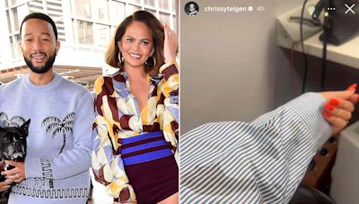 Chrissy Teigen Expertly Handles Wardrobe Malfunction After John Legend Spills Coffee on Her Outfit