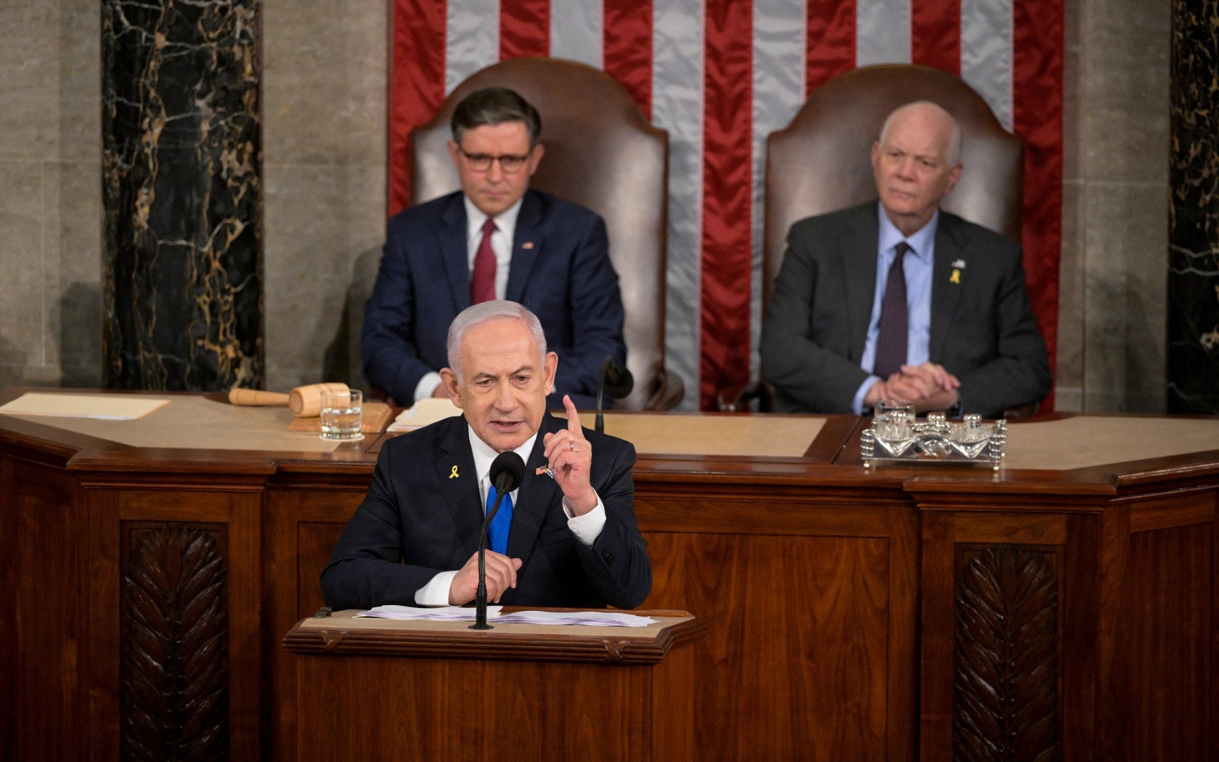 Netanyahu praises Trump in US congress speech boycotted by Democrats