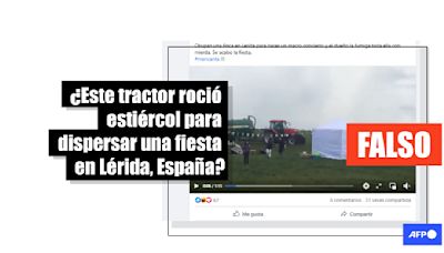 El vídeo de un tractor que lanza estiércol a manifestantes se grabó en Reino Unido en 2016