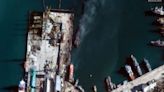 Satellite images show Russian navy ship burning after Ukrainian strike in Crimea