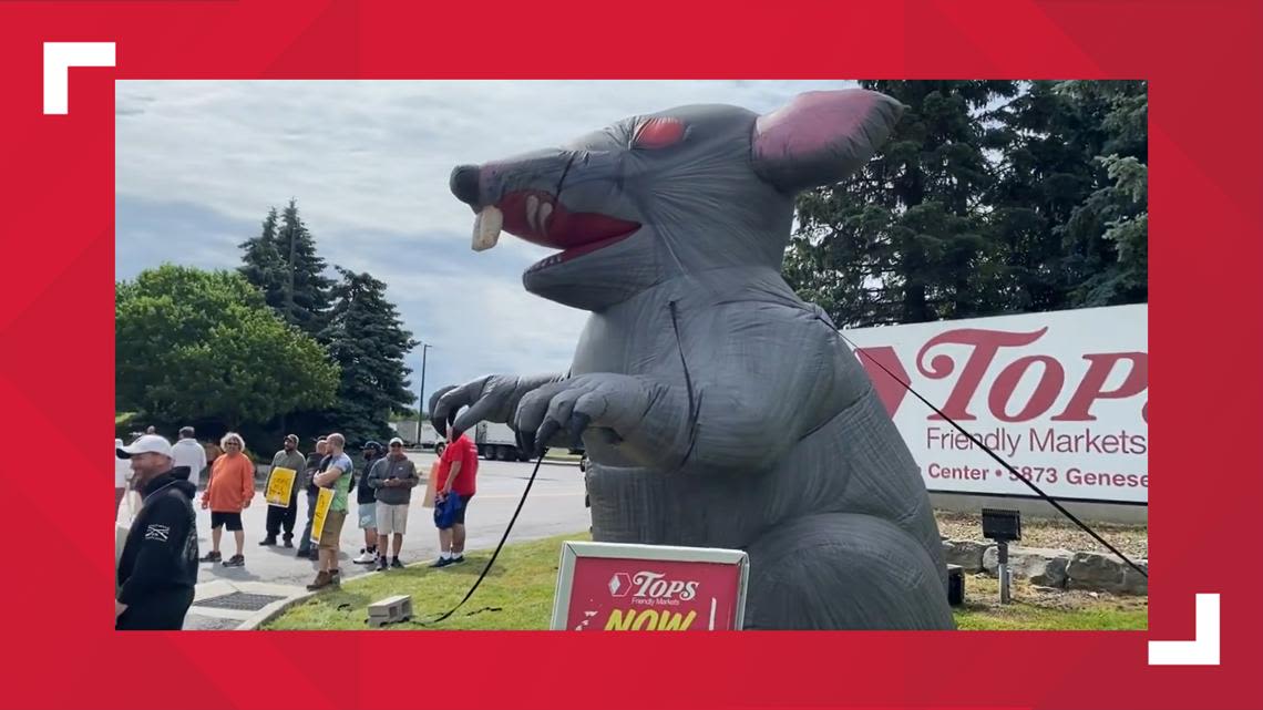 Warehouse and distribution workers on strike at Tops center in Lancaster