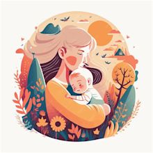 Premium Vector | Happy Mother39s Day Mom hug lovely Baby floral ...