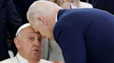 Biden bizarrely rubs foreheads with 'uncomfortable' Pope in latest G7 blunder