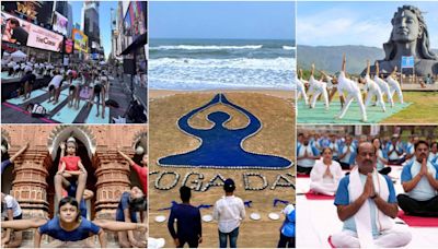 From Dal Lake to Times Square – PM Modi, VVIPs perform Yoga! People across the globe join in celebrations | In Pictures