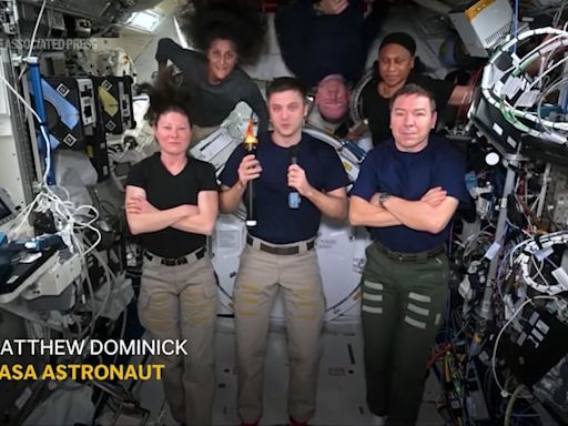 NASA astronauts celebrate 2024 Olympics with zero-gravity sports