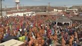 Watch: High turnout turns dino record attempt into Tyrannosaurus wreck