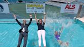 Melissa Nelson and other fully clothed execs get soaked for a cause in TIAA Bank Field pool