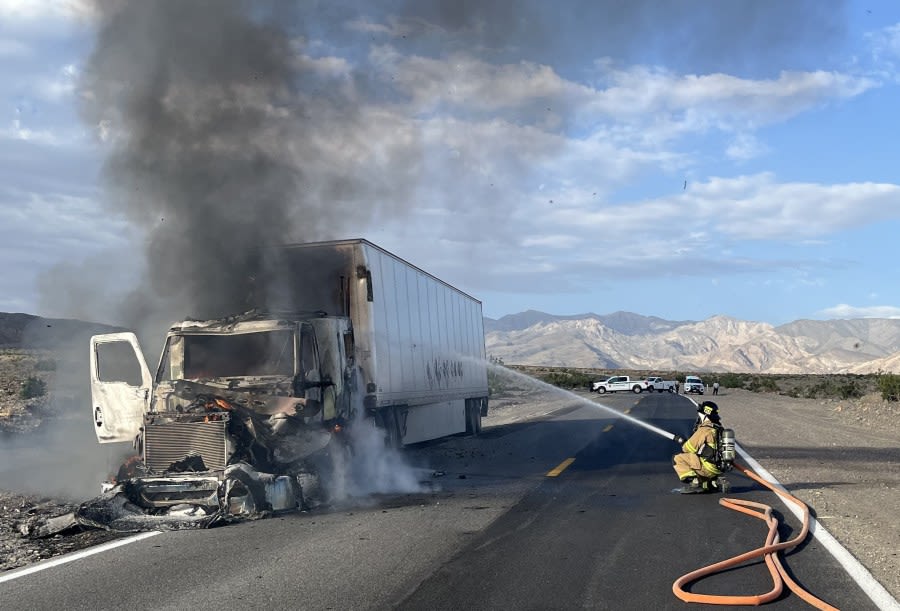 Tractor-trailer carrying ‘hazardous waste’ catches fire in Death Valley