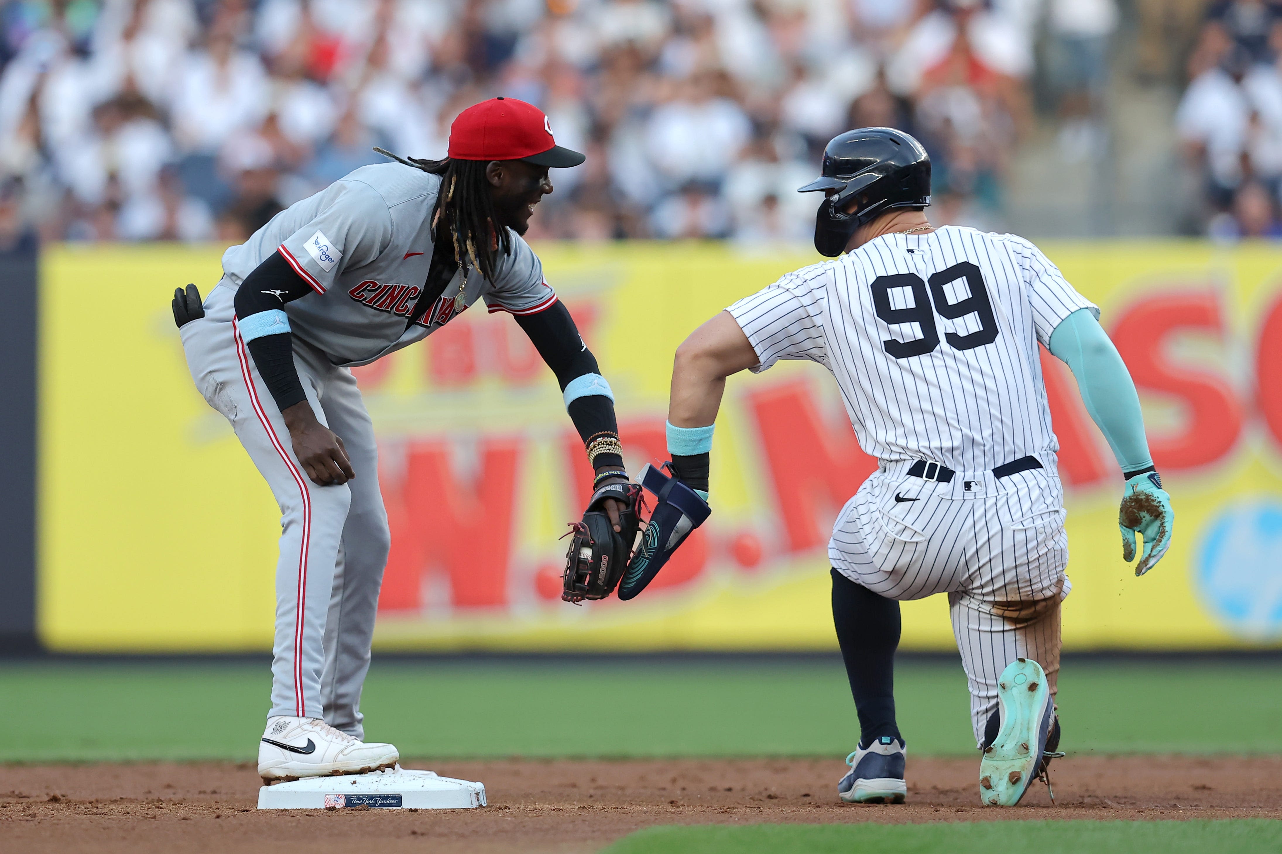 Check out Aaron Judge's geometry lesson for Cincinnati Reds rising star Elly De La Cruz