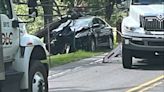 Road closed in Moon Township after vehicle hits utility pole, causing downed power lines