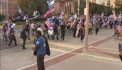 Pro-Israeli demonstrators rally outside USC as commencement ceremonies start