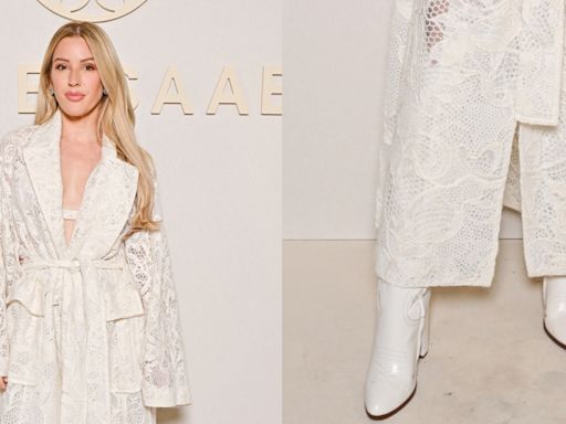 Ellie Goulding Gets Whimsical in Lace Ensemble and White Boots at Elie Saab’s Fall 2024 Couture Show at Paris Fashion Week