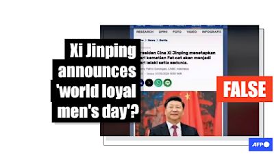 Posts that Chinese leader Xi Jinping announced 'loyal men's day' share altered news report