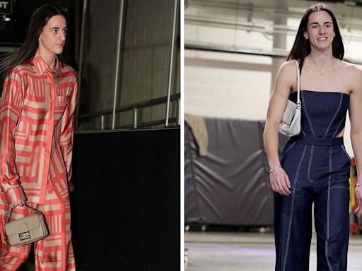 Caitlin Clark Hits the WNBA Tunnel in a Slouchy Fendi Set and a Cutout Denim Jumpsuit