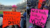 ‘Will trade my sister to get a ball from Davis!’: Video shows young Blue Jays fan getting ball from Davis Schneider after spotting her sign