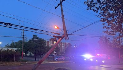 Car collides with utility pole in Youngstown, at least one person injured