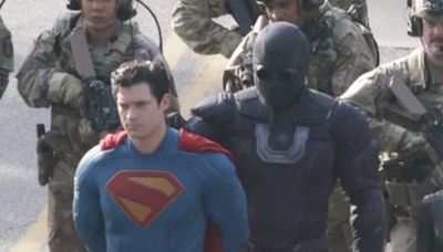 Leaked photos from James Gunn's movie set show David Corenswet's Superman getting arrested