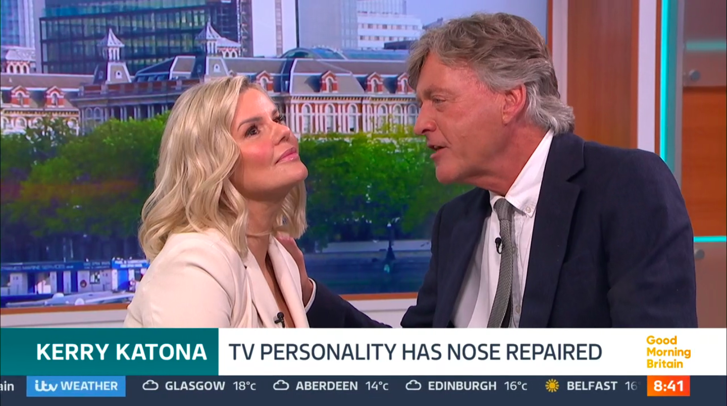 Richard Madeley has GMB fans cringing as he inspects Kerry Katona's nose