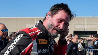 Keanu Reeves, who starred in Speed and The Matrix, spins off the track on professional racing debut in Indianapolis