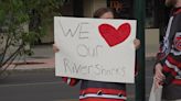 Elmira River Sharks fans rally outside First Arena