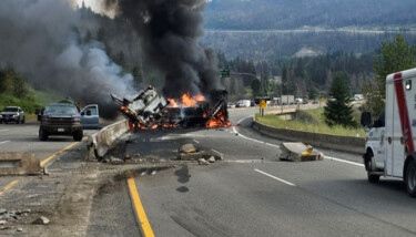 Semi truck catches fire, blocks Coquihalla Highway