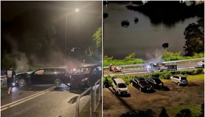 西貢大網仔路一小時兩車禍至少4傷 車頭盡毀殘骸滿地