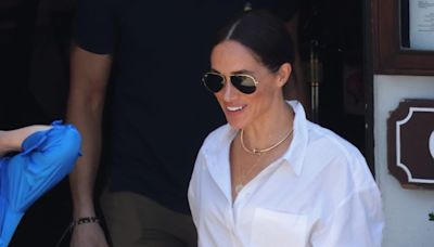 Meghan Markle Looks Chic in Jeans and a White Button Down for Montecito Lunch