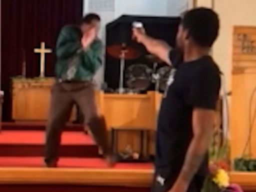 A man points a gun at a church pastor before getting tackled. Then the suspect’s relative is found dead in the gunman’s home