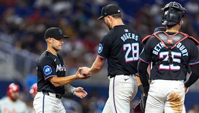 Pitching reinforcements are on the way as Marlins’ Rogers struggles in 8-2 loss to Phillies