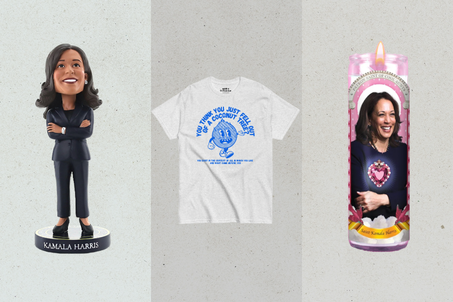 From Prayer Candles to ‘Coconut’ Tees, Fan-Made Kamala 2024 Merch Has Hit the Internet