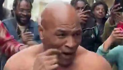 Mike Tyson looks ripped aged 57 as he brawls TOPLESS with Shannon Briggs