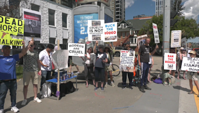 Animal activists gather to protest Calgary Stampede rodeo