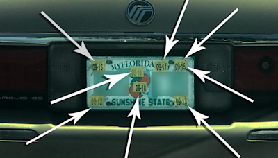 License plate decals are all over the place in Miami. There’s only one place to stick it