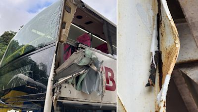 交通意外｜觀塘九巴撞地盤爆玻璃露座椅 5乘客受傷包括10歲男童 | 生活熱話