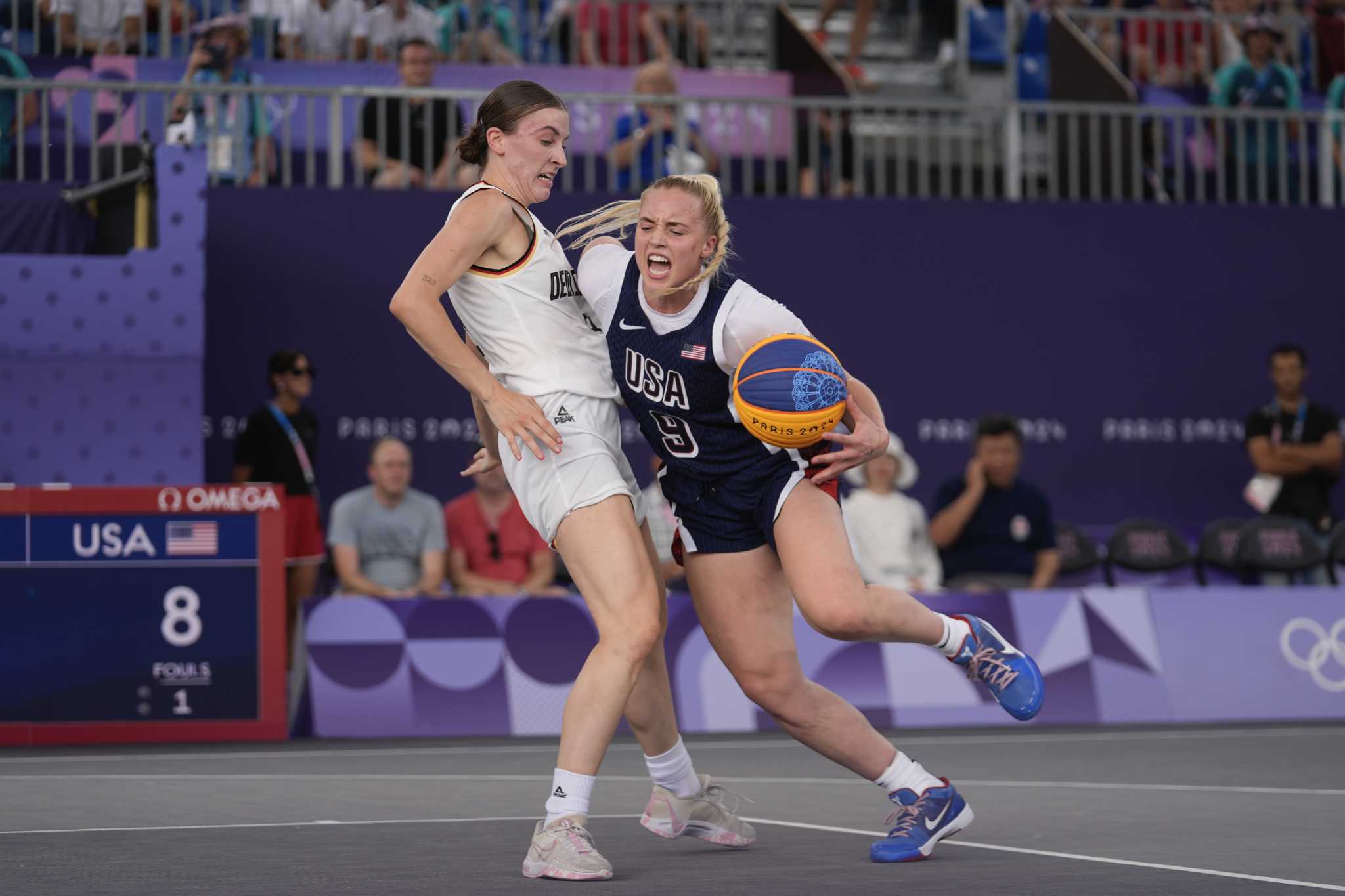 Defending champion US women fall to Germany in pool play in 3x3 basketball at Paris Games