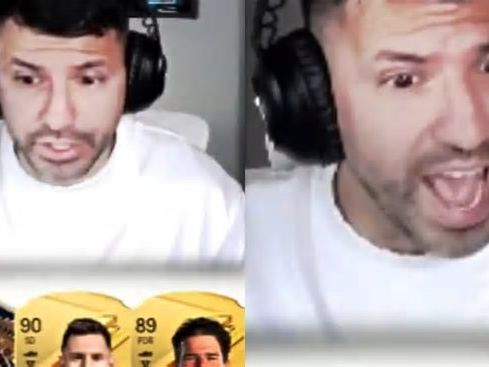 Video: la divertida reacción del Kun Agüero luego de que le tocara Messi en un sobre del EA FC 24