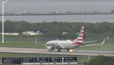 Moment plane wheel catches on fire and explodes during takeoff