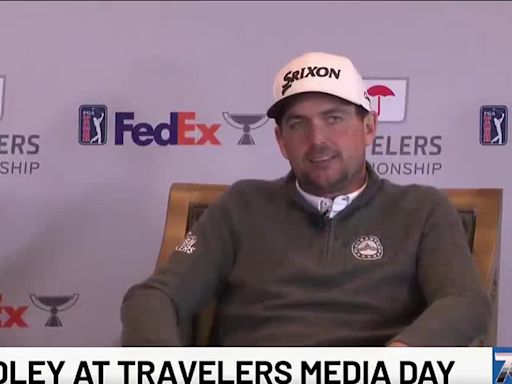 Keegan Bradley speaks at Travelers Championship media day