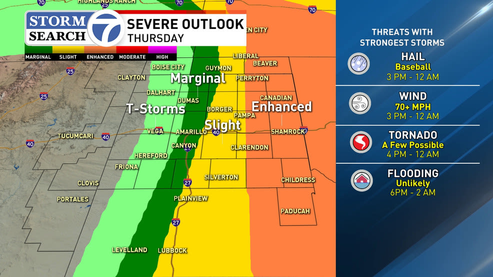 Severe weather possible Thursday; very large hail, damaging winds and tornadoes