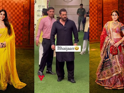 Salman Khan, Janhvi Kapoor, Sara Ali Khan add glam to Anant Ambani and Radhika Merchant’s haldi ceremony, see photos and videos