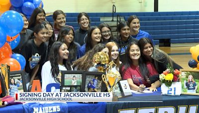 Jacksonville High School celebrates five student-athletes at Thursday’s signing day